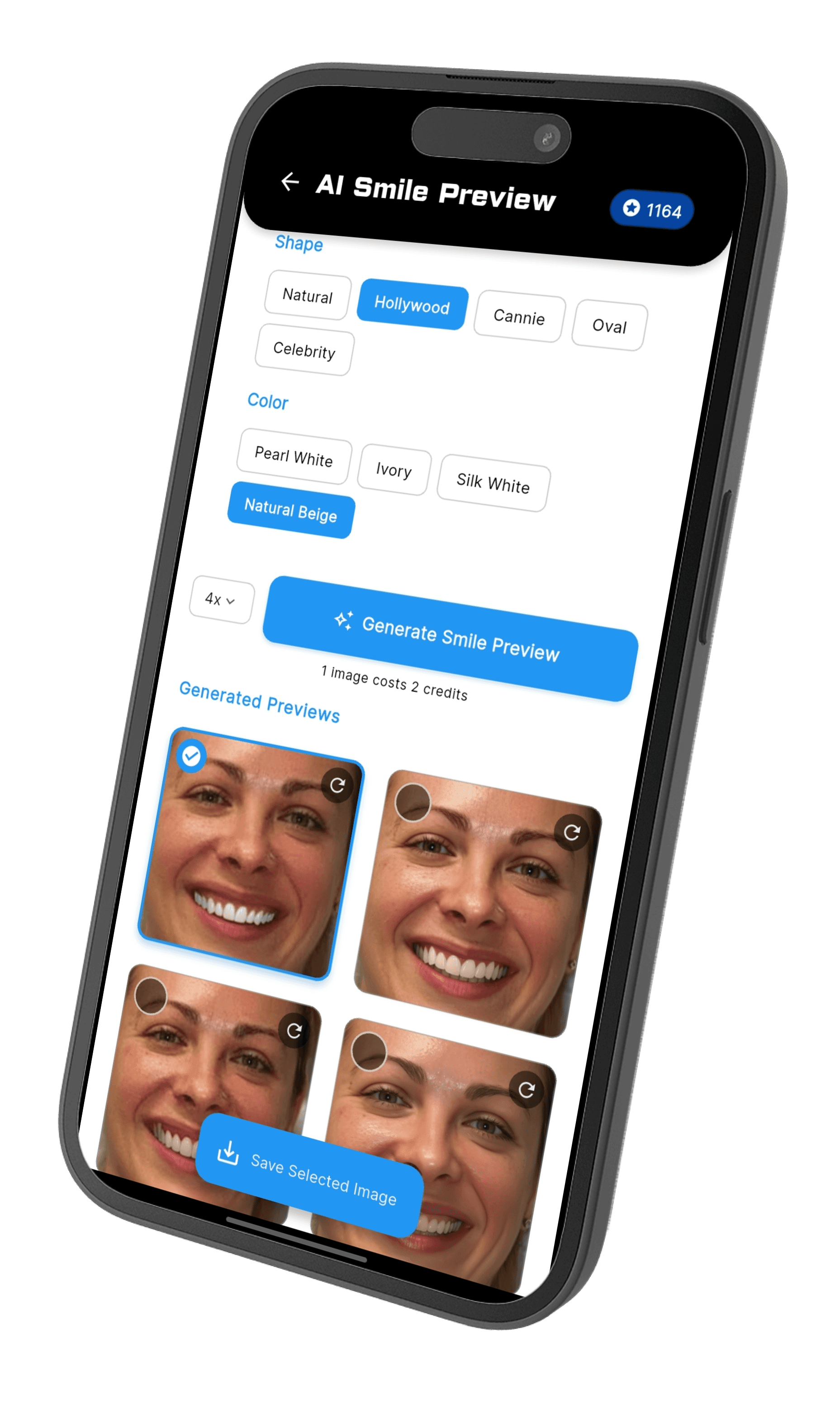 Teethsi dental management app interface displayed on mobile phone showing patient management dashboard